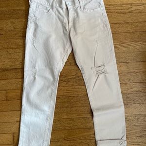 NWOT GAP girlfriend jeans. Size 28R. Off white & distressed. Rolled cuff. Soft.